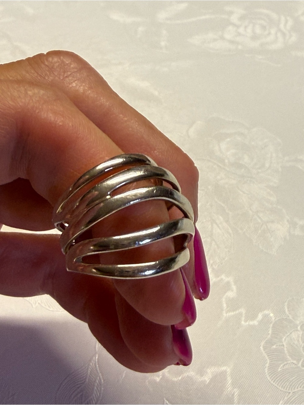 Size 8 Sterling Silver Multi-Band Openwork Ring
